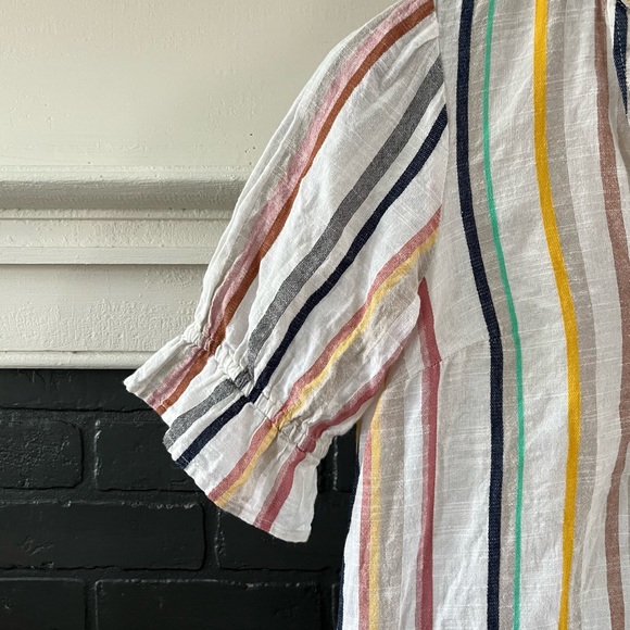 Maeve Anthropologie “Alisa” Button-Up Striped Top with Puff Sleeves - Picture 5 of 8
